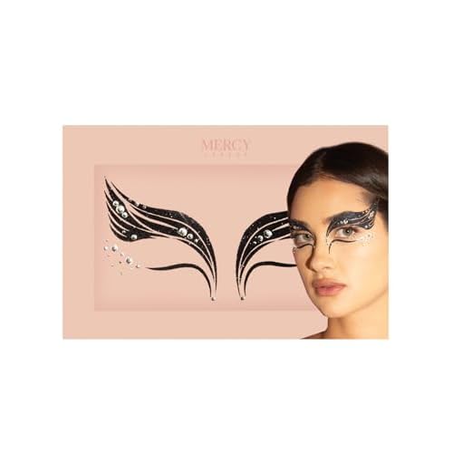 MERCY LONDON Black Swan Face Jewels Ballet Costume Accessories Face Gems Jewels All In One Headpiece Stick On