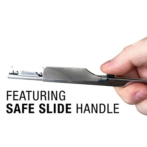 The Shave Factory Black & Silver Straight Edge Razor, Single Edge Blade Compatible Shaving Kit, Easy Replaceable Blade Razor (3 Piece Set)
