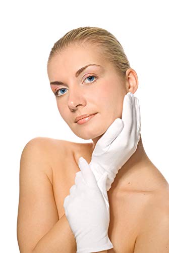 Selizo White Cotton Gloves for Eczema & Dry Hands - 3 Pairs Reusable
