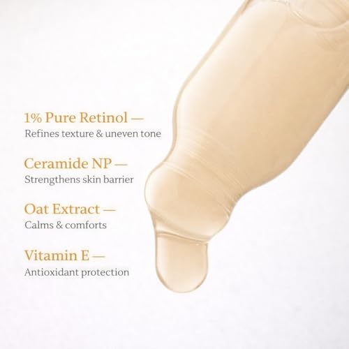 R?velle Retinol Serum ? Anti-Aging Retinol Serum,1% Pure Retinol with Ceramide NP & Oat Extract, Smooths Wrinkles & Fine Lines, Gentle Formula for Sensitive Skin, 1 fl oz