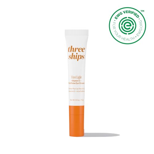 Three Ships - First Light Vitamin C + Caffeine Eye Cream | De-Puff, Awaken, Hydrate Under-Eye Area | Cruelty-Free, Vegan, Paraben-Free, Sensitive Skin Safe (0.5 oz | 15 g)