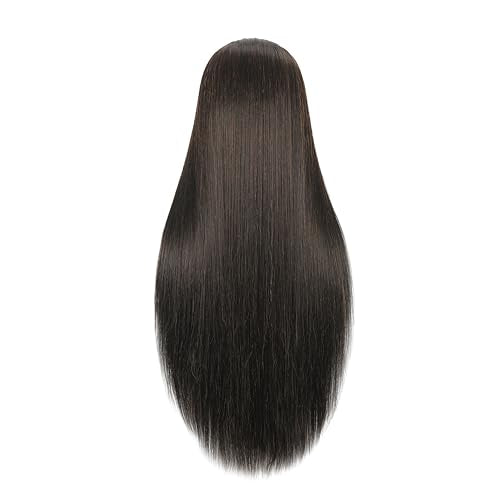 30" Brown 80% Human Hair Mannequin Head with Stand