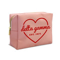 Sorority Shop Delta Gamma Makeup Bag - Multi-Purpose PU Leather, Water-Resistant Makeup travel bag with Licensed Design and Zipper Closure, Perfect Delta Gamma Sorority Gifts for Women