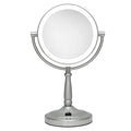 Zadro 9" Round LED Makeup Mirror with Lights and Magnification 5&10X/1X AA Battery Operated Swivel Lighted Makeup Mirror