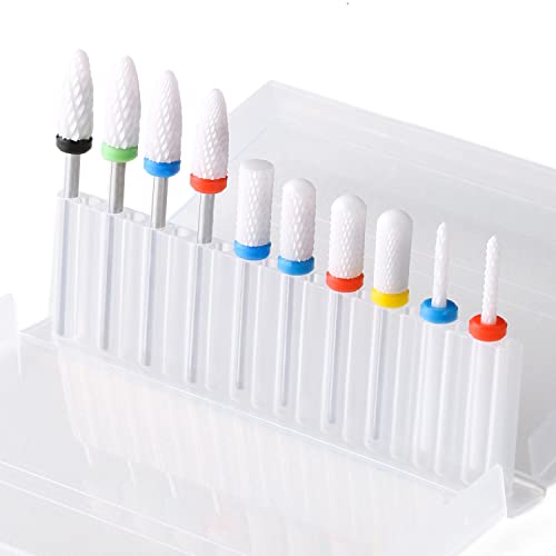 10Pcs Ceramic Nail Drill Bits Set for Electric Manicure & Pedicure