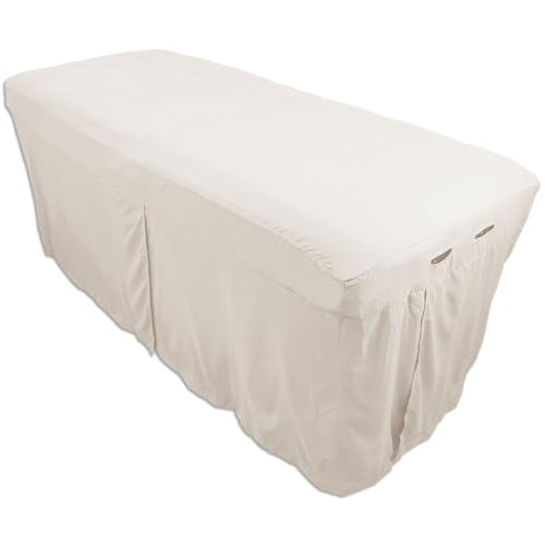 Body Linen Microfiber Massage Table Skirt - Soft Stain-Resistant Cover (Natural)