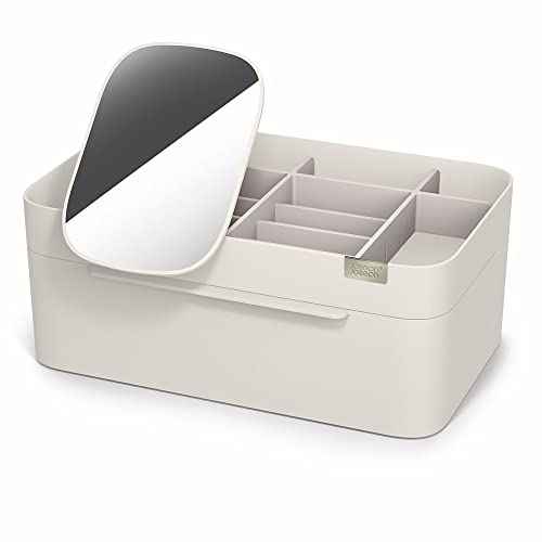 Joseph Joseph 75005 Viva Makeup Cosmetic Storage Organizer with Drawer, Large with Mirror, Shell, Cream