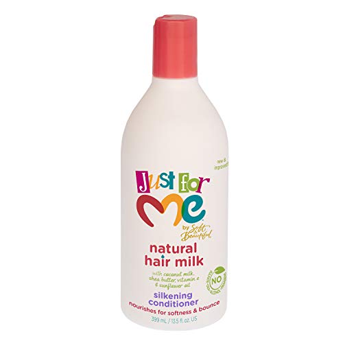 Just For Me Natural Hair Milk Silkening Conditioner, Nourishes For Softness & Bounce, With Coconut Milk, Shea Butter, Vitamin E & Sunflower Oil, 13.5 Ounce (3 Pack)