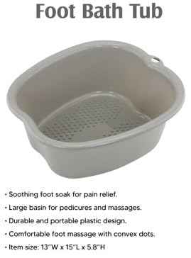 ZENVY Foot Bath Tub and Silicone Foot Scrubber Massage Mat Set for Soothing at-Home Relaxation (Foot Bath & Scrubber Mat)
