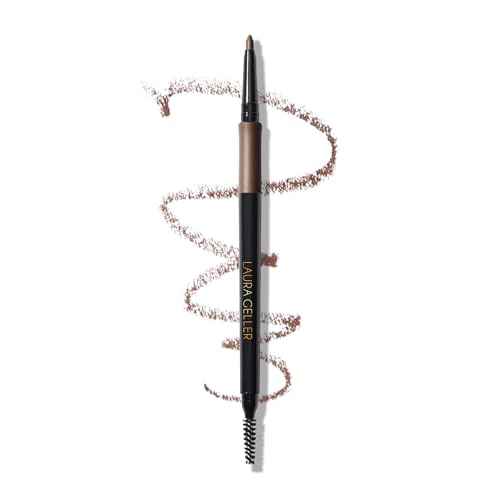 LAURA GELLER NEW YORK INKcredible Waterproof Brow Pencil- Blending Spoolie Brush - Long Lasting Eyebrow Filler (03 Medium Brown)