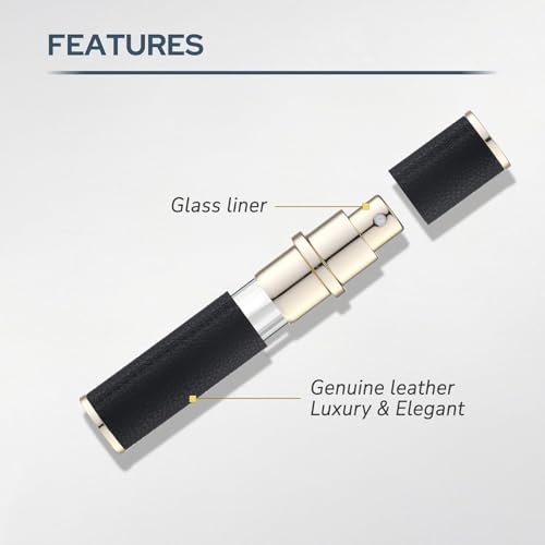 Fusupak Brown Leather Refillable Travel Perfume Bottle 10ml - Elegant Cologne Atomizer