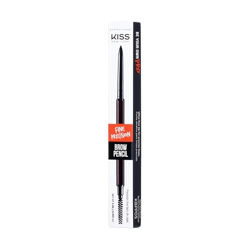 Kiss Professional Brow Pencil with Spoolie, Ultra-Fine Precision Point