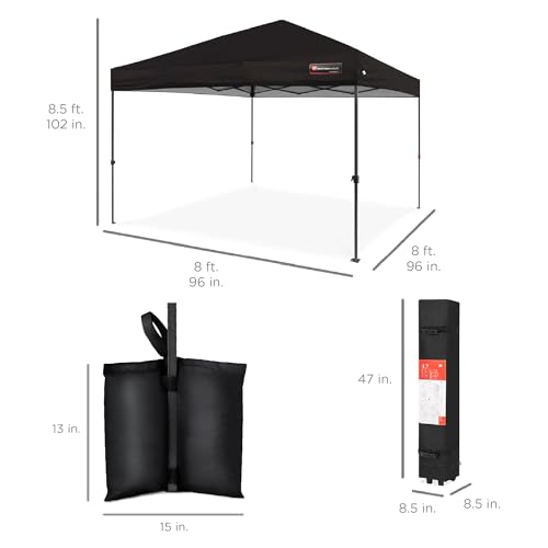 Best Choice Products 10x10ft 1-Person Setup Pop Up Canopy Tent Instant Portable Shelter w/ 1-Button Push, Case, 4 Weight Bags - Tan