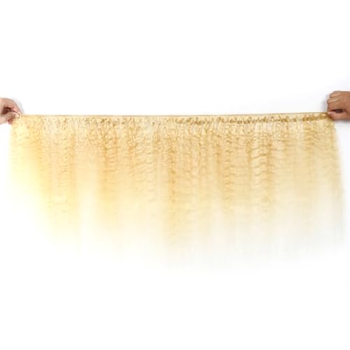 P27/613 Honey Blonde Yaki Straight Human Hair Bundles - 24-28 Inch