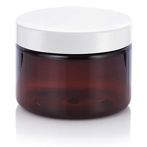 (12 pack) 3 oz Amber PET Plastic Jar with White Lid Refillable Storage Airtight Organizing