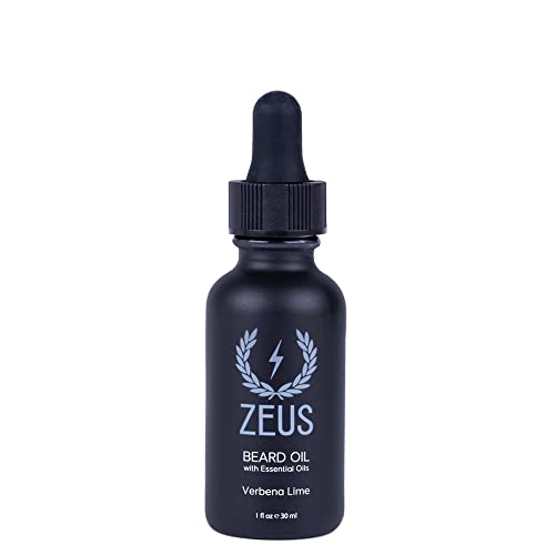 ZEUS Natural Beard Oil, Premium Conditioning Beard Oil to Soften Beard & Mustache ? MADE IN USA (Verbena Lime) 1 oz.