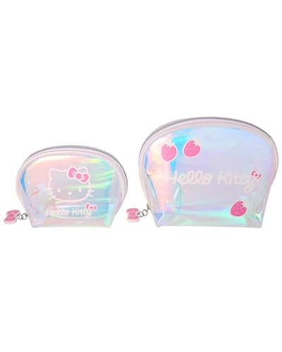 Hello Kitty Makeup Bag Set - Large & Small Clear Travel Pouches