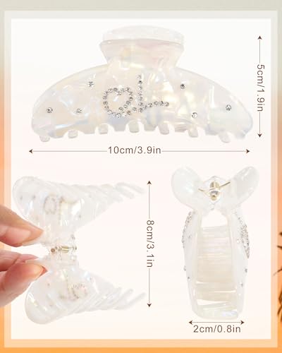 WELROG Monogram Acrylic Claw Hair Clip for Women - Non-Slip Elegant Hair Accessory, 3.9 Inch Beige