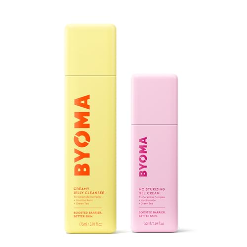BYOMA Creamy Jelly Cleanser & Moisturizing Gel Cream Bundle - Gentle Face Wash + Lightweight Gel Lotion with Ceramides, Niacinamide & Green Tea ? Supports Skin Barrier - 5.91 fl oz + 1.69 fl oz