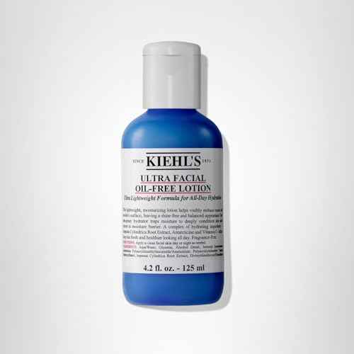 Kiehl's Ultra Facial Oil-Free Lotion, Lightweight Moisturizer for Oily to Normal Skin, Visibly Reduces Excess Oil, with Glacial Glycoprotein & Vitamin E, Paraben-free, Fragrance-free - 4.2 fl oz