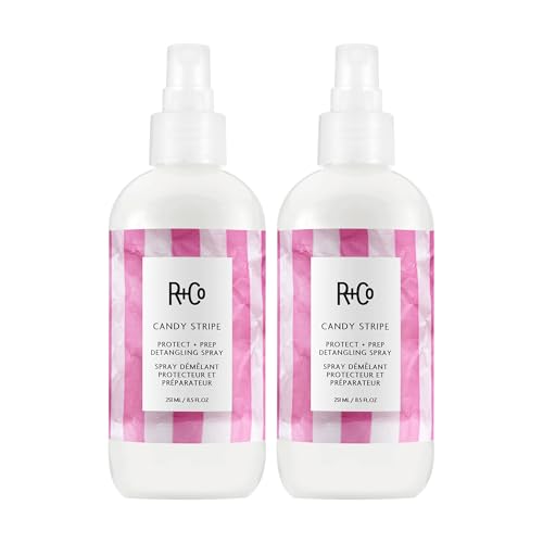R+Co Candy Stripe Protect + Prep Detangling Spray | Instantly Detangles, Nourishes Hair, Prevents Breakage | Vegan + Cruelty-Free | 8.5 Fl Oz
