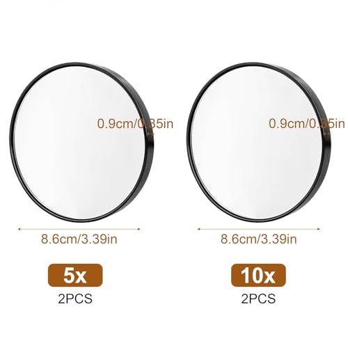 5X 10X Magnifying Mirror 4-Pack with Suction Cups