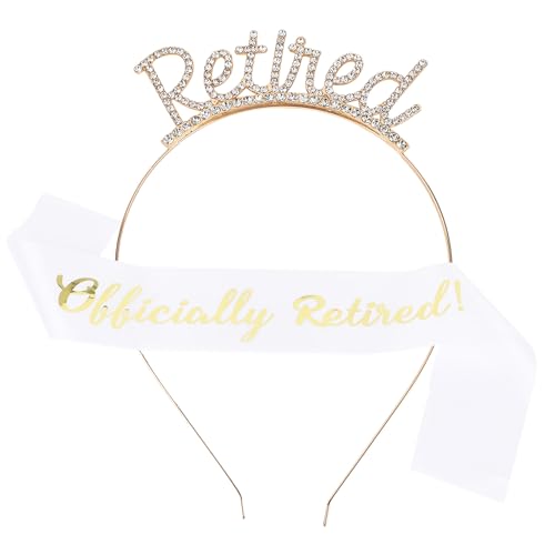 Semato Retirement Gift for Woman White Retirement Sash & Retired Tiara Kit Happy Retirement Party Decorations Best Retirement Gifts