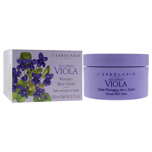 LErbolario Perfumed Body Cream, Accordo Viola, 6.7 oz - Body Lotion - With Extracts of Violet - Floral Powdery Scent - Moisturizing - Cruelty-Free
