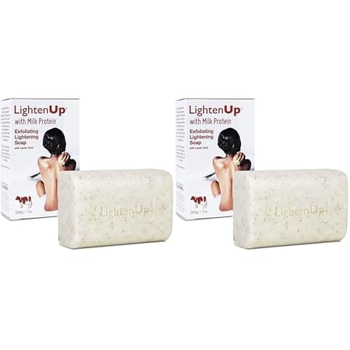 OMIC Lighten-Up Lactic Acid Exfoliating Soap, 7.7 oz / 200 g, Brightening Bar, AHA Soaps for Knees, Body, Armpits, with Shea Butter, Apricot, Milk Protein (Pack of 2)