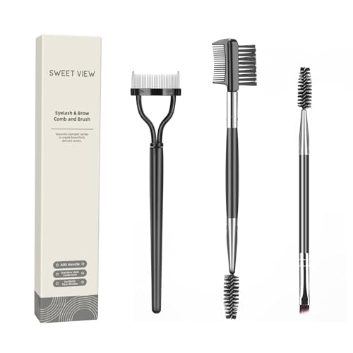 SWEET VIEW Eyelash Comb Set 3-Pc Lash Separator & Eyebrow Brush