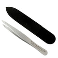 Hair Tweezers Stainless Steel with Leather Case - Tenartis Made in Italy (Slant/Pointed)
