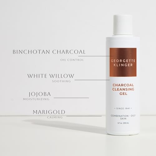 Georgette Klinger Charcoal Cleansing Gel - Gentle Foaming Face Wash: Deep Cleansing, Tightens Pore, Draws Out Dirt & Oil, Oil-Control, Energizing, Refreshing, Soothing, and Hydrating - 6.7 oz