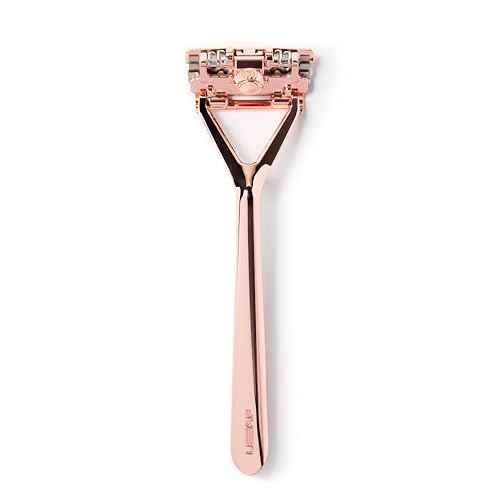 Leaf Shave | Leaf Razor, All-Metal Safety Shaver with Pivoting Head & Adjustable Blade Loading, Includes 10 Stainless Steel Single-Edge Blades, Compatible with Standard Safety Razor Blades - Rose Gold