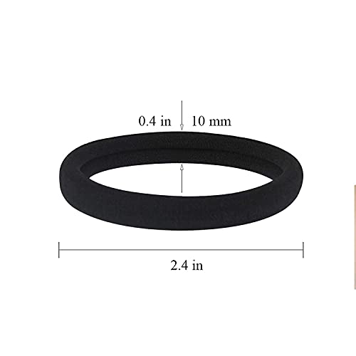 Large Black Hair Ties for Thick Hair - No Damage Ponytail Holders, Pack of 20