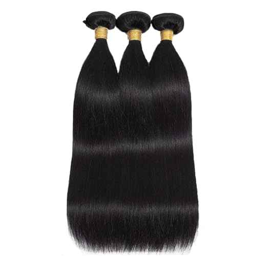 Straight Bundles Human Hair Natural Black Color 8A Grade Unprocessed Brazilian Virgin Hair 3 Bundles 8 8 8 Inch Double Weft Hair Extensions Soft And Healthy For Black Women