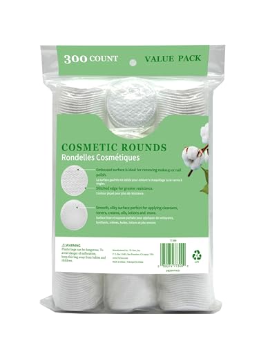 TL Care Cotton Rounds 300 Count - Ultra Soft 3-Layer Makeup Pads