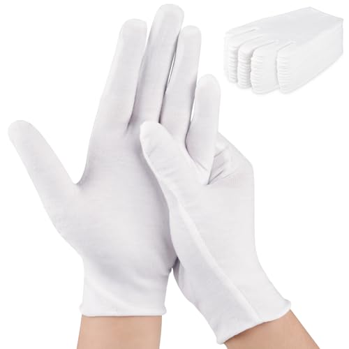 24 Pcs White Cotton Gloves for Dry Hands & Eczema
