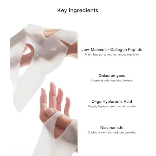 INIA Bio-Collagen Face Mask with Hyaluronic Acid ? Deep Hydrating & Firming Hydrogel Mask for Skin Elasticity & Pore Minimizing ? 4 Pack