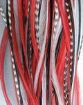 Feather Hair Extensions 8-11" Red Black White Grizzly 5 Pack