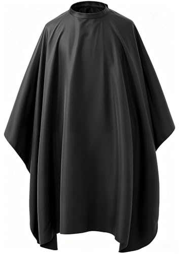 Black 1-Pack Waterproof Hair Cutting Cape with Adjustable Snap Closure - 47x55 Inches