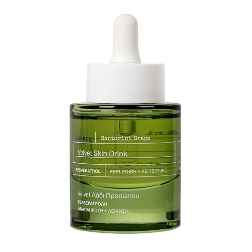 KORRES Santorini Grape Velvet Skin Drink, Hydrating Serum with Resveratrol, Grape Extract and Grape Seed Oil for Skin Care, Antioxidant Rich Face Oil to Support Smooth and Replenished Skin, 1 fl oz