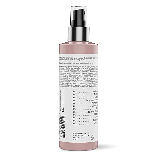 Advanced Clinicals Vitamin C Glow Facial Mist Toner for Face W/Rosewater, Ferulic Acid, & Peptides. Vitamin C Antioxidant Moisturizer Face Mist Provides Instant Skin Hydration, Non-Greasy, 8 Fl Oz