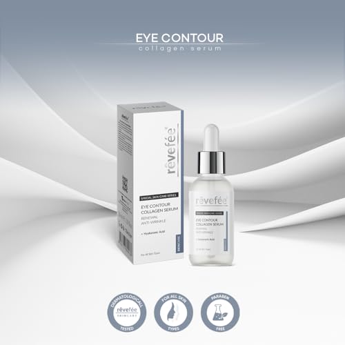 Hydrolyzed Collagen, Hyaluronic Acid Hydrating Complex Eye Contour Serum, Treatment for Dark Circles, Puffy Eyes, Wrinkles, Under Eye Bags, Fine Lines, Anti-Aging Renewal Effective Formula
