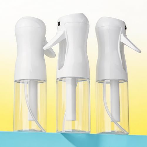 200ml Clear Spray Bottles Set - 3Pcs Continuous Fine Misters for Hair & Beauty