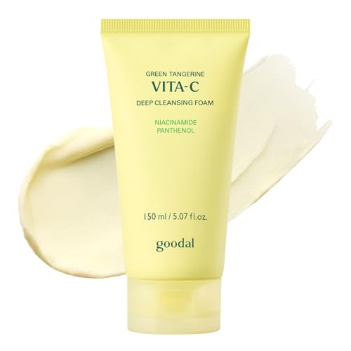 GOODAL Green Tangerine Vitamin C Cleansing Foam for Sensitive Skin | Gentle Formula for Deep Cleansing, Rich, Daily Foaming Face Wash, Non-Irritating, Clarifying, Moisturizing (5.07 fl oz)