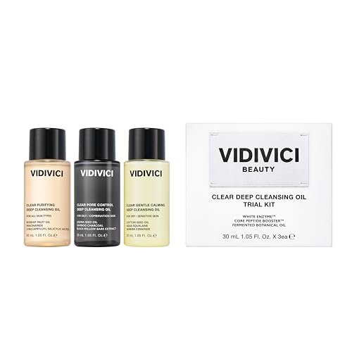 VIDIVICI Clear Deep Cleansing Oil Trio (1.01 fl oz X 3) - Dissolves Waterproof Makeup, Hydrating Cleanser, Travel Friendly