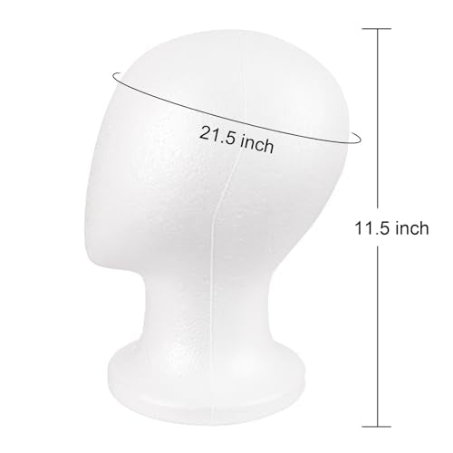Foam Wig Head Mannequin Stand | 21.5" Styrofoam Wig Display