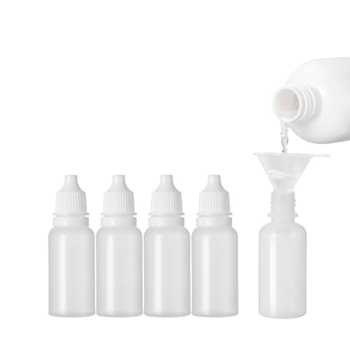15ml Refillable Plastic Dropper Bottles Set with Funnel - Leak-Proof Travel Containers for Eye & Personal Care