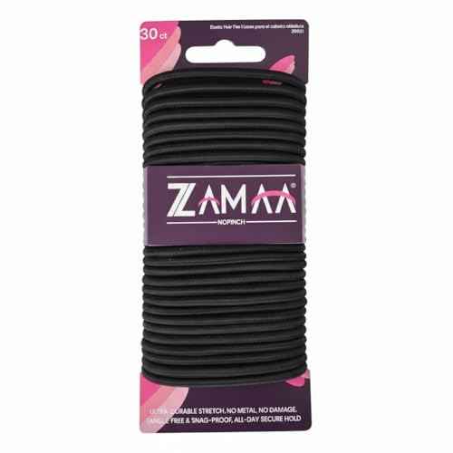 Black Hair Ties for Thick Hair ? 30-Pack, 4mm Nylon Elastic, No Metal, No Damage ? Perfect for Curly, Straight, Short & Long Hair