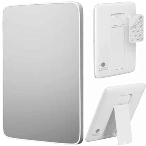 Mavoro 7x9 Travel Mirror | Small Wall Adhesive Mirror | Peel and Stick Wall Mount Travel Make up Mirror | Real Glass Vanity Mirror with Stand